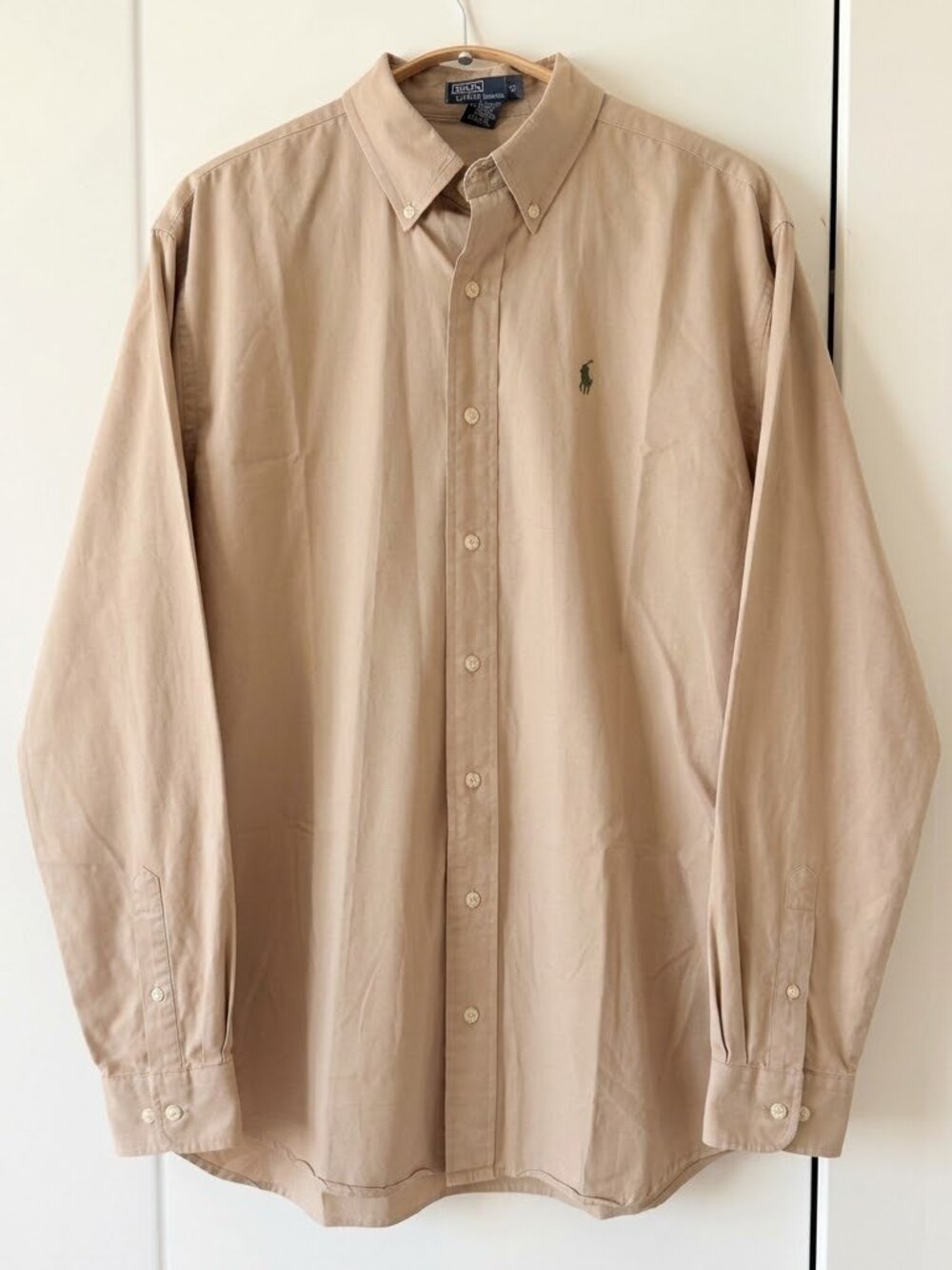 Polo Ralph Lauren Tan Long Sleeve Button Down Shirt Cotton Mens XL